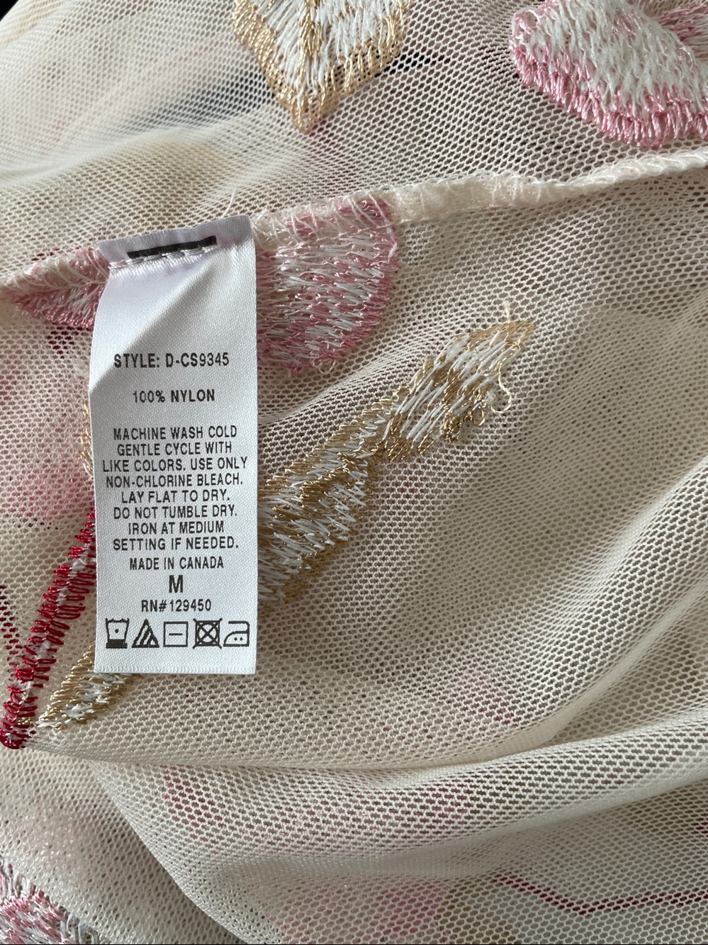 Como Vintage Pale Pink embroidered sheer robe duster feminine romantic M - Picture 6 of 6